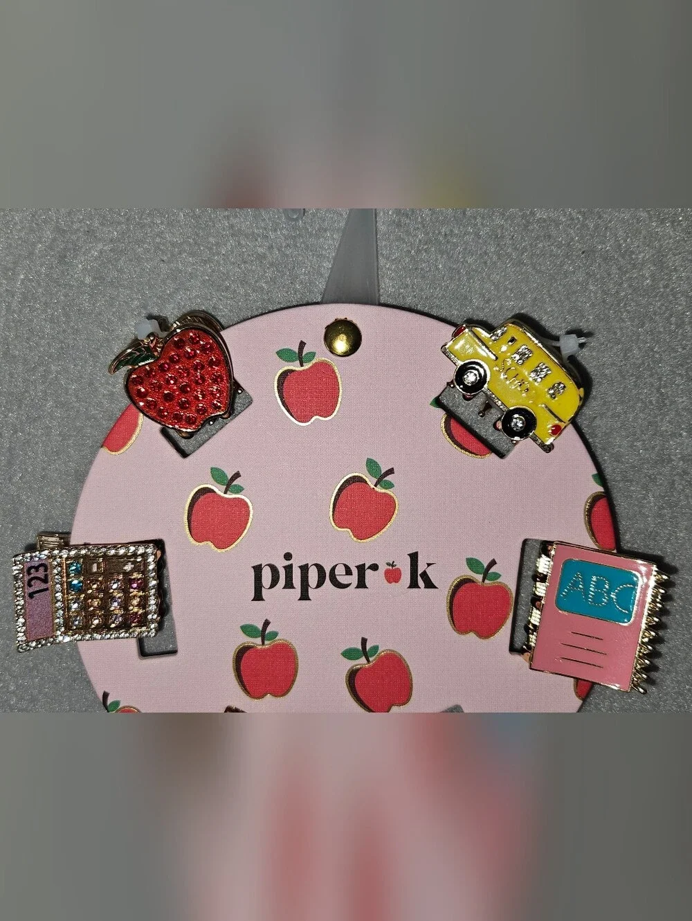 Piper K NWT School-Themed Mini Hair Clips – Viral Enamel Collection 📚🍎✏️